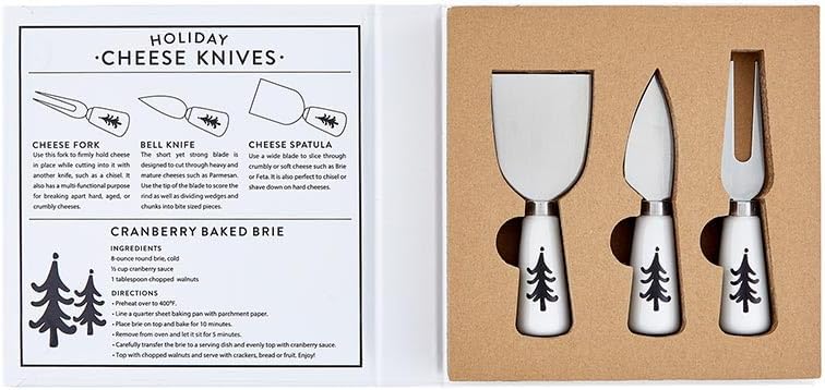 Miniatura 6 de Santa Barbara Design Studio Juego de cuchillos de queso para regalo, regalo de libros de cartón blanco y negro, 4 piezas, negro mate