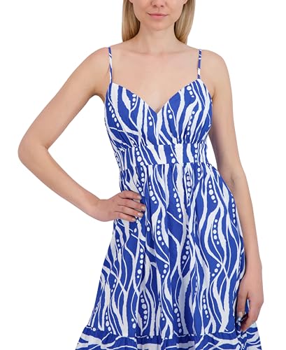 Image of Laundry by Shelli Segal Women's Casual Chic V Neck Flared Ruffle Midi Dress