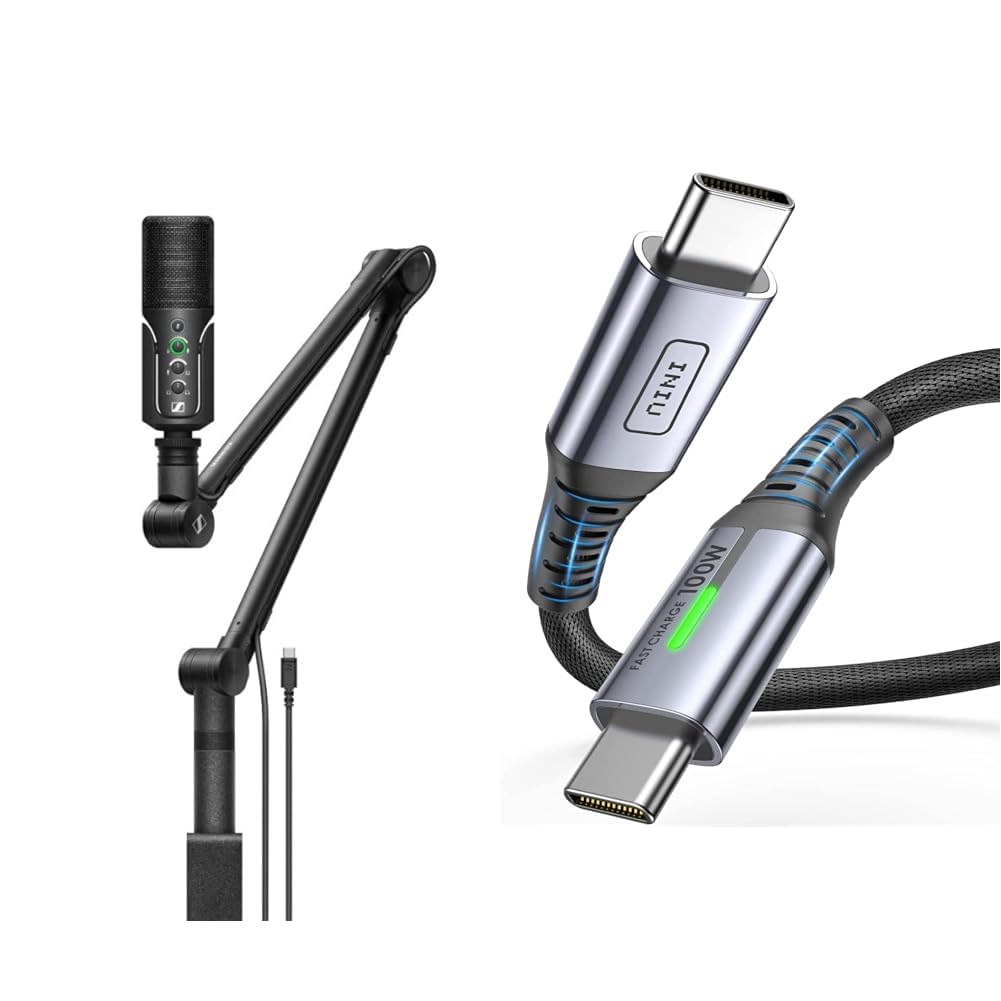 Sennheiser Profil Streaming Set Mikrofon, Czarny, 51 cm & Kabel USB C do USB C, INIU [2m] 100W PD 5A