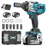 Cordless Impact Wrench 1/2 inch Compatible with Makita 18V Battery, 1000Ft-lbs (1360N.m) Brushless High Torque Impact Gun, Power Impact Driver for Car Truck Mower, with 2x5.0AH Battery & 6 Sockets