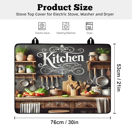 Image of Multi-Design Stove Top Cover for Glass /Electric Stoves - 3-in-1 Heat-Resistant Protector Mat, Non-Slip Drying Rack 30 inchx21 inch (Cookware)