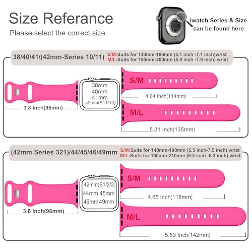 Image of Sport Bands Compatible with Apple Watch Band Women Men 40mm 38mm 41mm 42mm 44mm 45mm 46mm 49mm ,Soft Wristband Waterproof Replacement Strap for iWatch Bands Series 11 10 9 8 7 6 5 4 3 2 1 SE Ultra Hot Pink