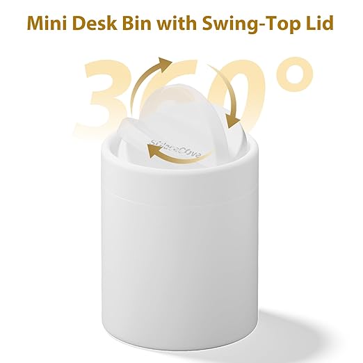 Mini caneca de basura para escritorio con tapa blanca miniatura 2