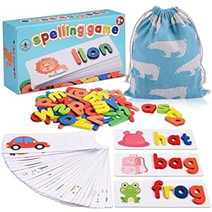 BEESTECH Alphabet ABC Learning Educational Toys for 2 3 4 5 Years Old Boys Girls, Wooden Puzzle Flash Cards Preschool Activity Letter Matching Games for Kids Toddlers