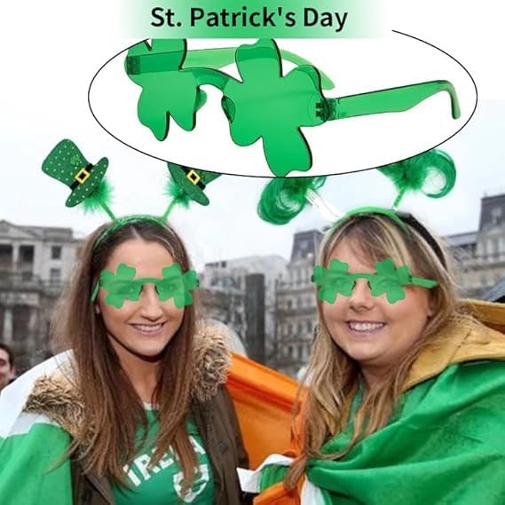 MYSXN 2PCS St. Patrick's Day Shamrock Sunglasses,Plastic Four Leaf Shamrock Sunglasses for St Patricks Day Accessories - Image 4