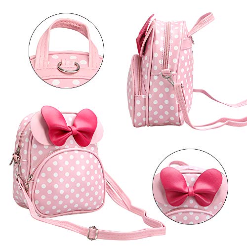 Voikukka Cute Little Girls Backpack Leather Mini Mouse Backpack Purse Pink Toddler Backpack Small Daypack Kids Backpack Travel Bag Crossbody Purse Baby Backpack #TOP1
