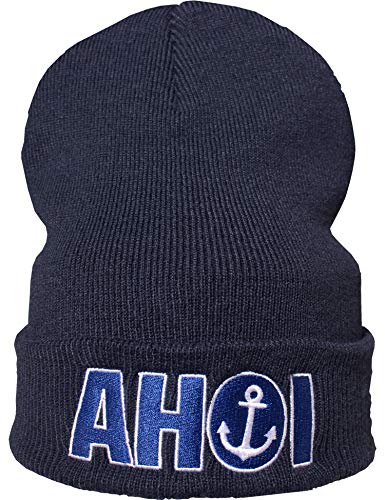Gorro : Ahoy/Regalo Pescador/Regalos Marinero/Gorras de Hombre y Mujer/Gorros Invierno/Gorra de Lana/Boina niña niño/Boinas Trabajo/Beanie/Sombrero/Navy/Capitán/Pirata (Azul)