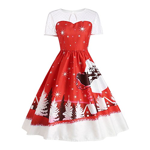 UOFOCO Halloween Christmas Print Flare Dress for Women Long Sleeve Dress Hollow Party Casual Dresses