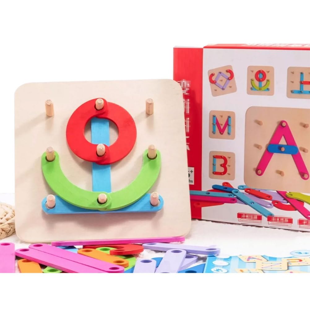 ttnmrc Montessori Wooden Shape Building Peg Board Puzzle