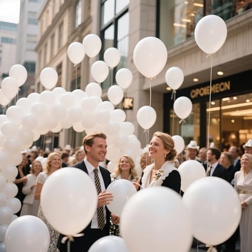 Image of White Balloon 110pcs, 12 Inch Thickened Round Helium Balloons for New Years Christmas Birthday Engagement Bridal Shower Party Backdrop Decorations