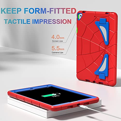 Image of Nitupai Case for iPad 9th Generation /iPad 8th 7th Generation 10.2 inch 2021 /2020 /2019 Heavy Duty Shockproof Rugged Protective Cover 10.2'' with Stand, Red+Blue