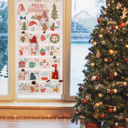 Naler Christmas Hanging Advent Calendar 2026, 24 Pockets, 50X100CM – Image 6