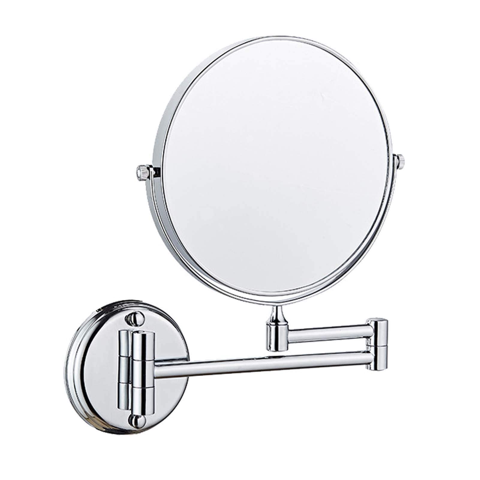 Miroir de salle de bain chromé rond et extensible pour rasage et maquillage