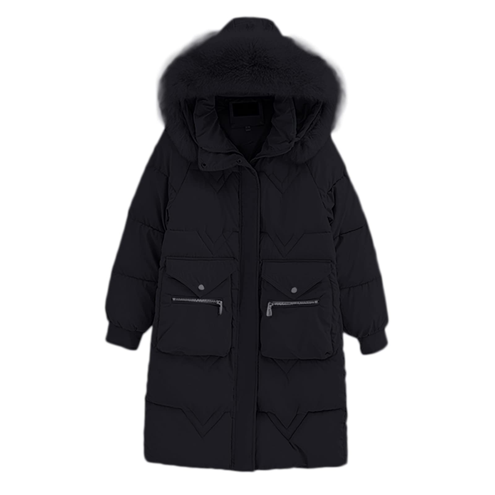 Generico Cappotto Donna Con Cappuccio Leggeri Giacca Elegante Parka