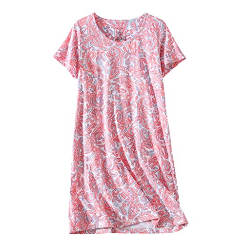 PNAEONG 3 Pack Women's Cotton Nightgown Sleepwear Short Sleeves Shirt Casual Print Sleepdress2