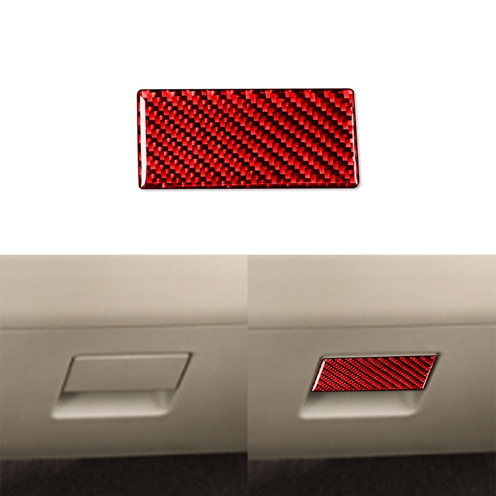 UOADA Car Co-Pilot Glove Box Handle Cap Panel Premium Real Carbon Fiber Sticker Decal Compatible with Dodge Ram 1500/2500/3500 2013 2014 2015 2016 2017 2018 Interior Accessories Red.