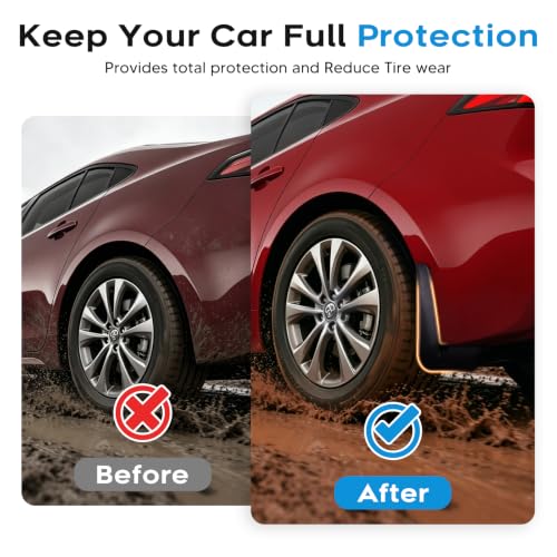 Image of Sunsdrew Mud Flaps for 2020-2025 Toyota Corolla Sedan SE LE Accessories - 4PCS Front & Rear Splash Guards - No-Drilling All Weather Exterior Mud Guards