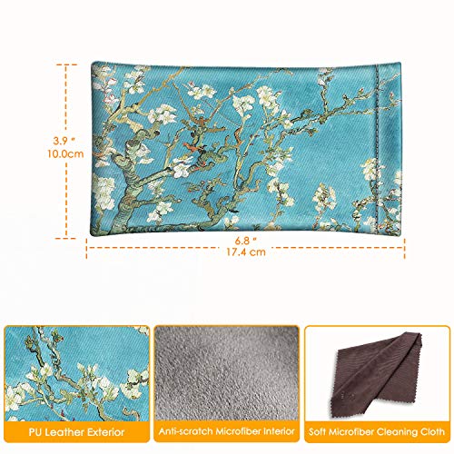 Image of FINTIE Soft Eyeglasses Case with Cleaning Cloth, Portable Squeeze Top Vegan Leather Glasses Pouch, Sunglasses Eyewear Bag