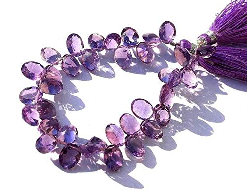 LOVE-KUSHLKBEADS Amethyst Faceted Oval Cut-Stone Briolettes Size 9x6mm 3.25 Inch Long Long Strand. Code-HIGH-40971