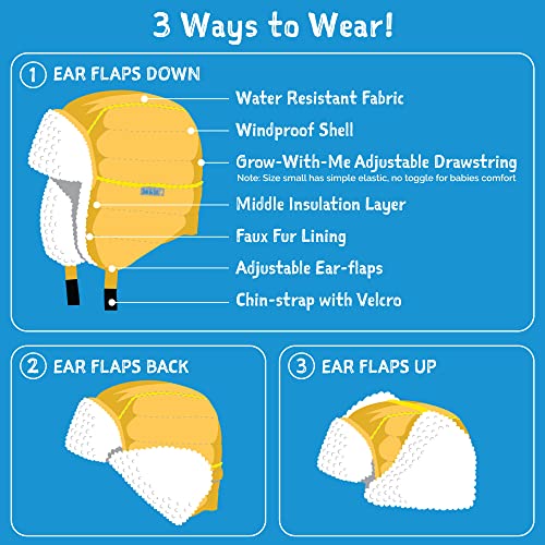 Image of JAN & JUL Waterproof Trapper Hat for Baby and Kids, Insulated Winter Hat with Faux Fur Lining
