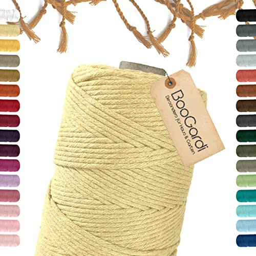 Hilo de macramé, amarillo claro, 5 mm x 100 m, 3 mm o 5 mm, muchos colores, cordón de algodón, hilo de algodón, cordón para manualidades, cordón de cordón para manualidades Cover