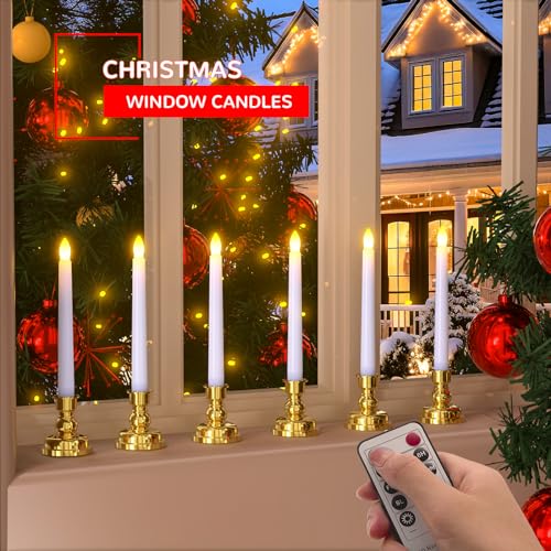 Pchero LD056 Window Candles With Remote Timer, 6 Packs 7.9 Inch Battery Operated Flameless Led Taper Candles Lights thumb #1
