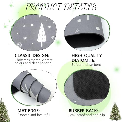 Meetcolor Christmas Dish Drying Mat, 12" x 19" Drying Mat for Kitchen Counter, Super Absorbent Coffee Mats Fits Under Coffee Maker, Kitchen Accessories for Espresso Machine, Gray — view 4