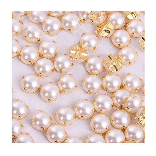 200pcs Sewing Pearl Beadsï¼Œ Sew on Pearls for Clothes, Crafts Pearls with Gold Claw, Half Round Sew on Beads White Pearls (Gold Claw, Mix Size 200pcs)