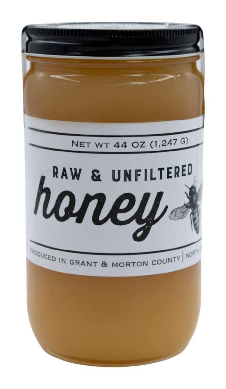 TJO Bees Raw and Unfiltered Honey, 44 OZ Glass Jar