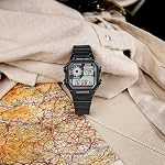Casio AE1200WH Series | Men’s Digital Watch | 100M WR | Multi Alarms | 100 SEC Stopwatch | Countdown Timer | World Map for World Time | LED Light | LC Analog Display | 10 Year Battery