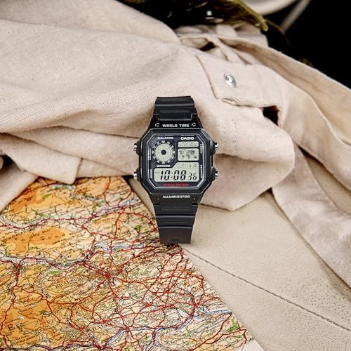 Casio Men's Classic Japanese-Quartz Watch with Resin Strap, Black, 21 (Model: AE1200WH-1A) - 3