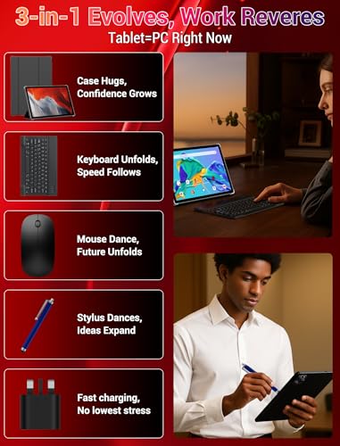 Image of 2025 Android 15 Tablet 11 Inch with Keyboard Stylus Mouse: 2K IPS Tablette (2000x1200) 丨Widevine L1,36GB+256GB(1TB TF), 5G /2.4G WiFi, 8-Core, 8000mAh,8+13MP, AnTuTu 255K丨GMS丨FCC丨CE- Gray