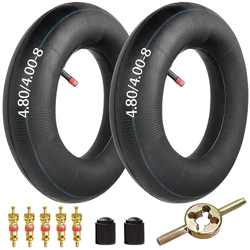 Image of FVRITO 4.80 /4.00-8 inch 480 /400-8 Inner Tubes with Straight Stem Valve Gap Replacement for Mowers,Hand Trucks,Wheelbarrows,Carts Generators,Yard Trailers,Dollies,Trolleys,Wagons Pack of 2