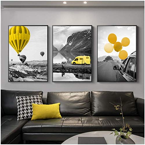 Peinture toile ballon jaune rue affiche moderne 50x70cm impression haute définition