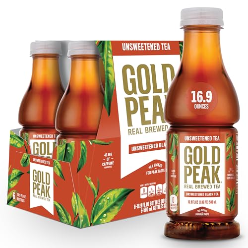 Gold Peak Tea, Unsweet Tea, 16.9 fl oz, 6 Pack
