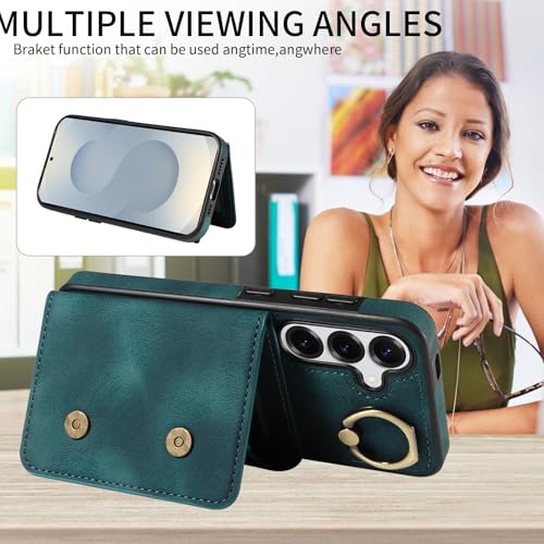 Housse en cuir pour Samsung Galaxy S25 avec double fermoir magnétique et finition antichoc