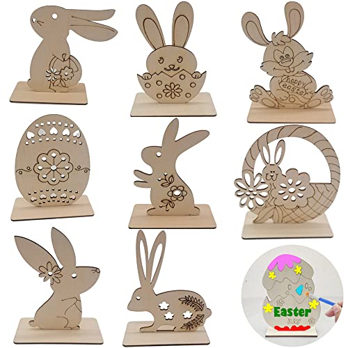 Osterhasen aus Holz zum Bemalen, 20 Stück Osterhase Holz DIY Osterhasen Ostern Deko Osterschmuck Ostern Holz Schmücken Ornamente Holzornamente Osterhase Deko Ostern Hasen aus Holz Deko-Hase für Kinder Cover