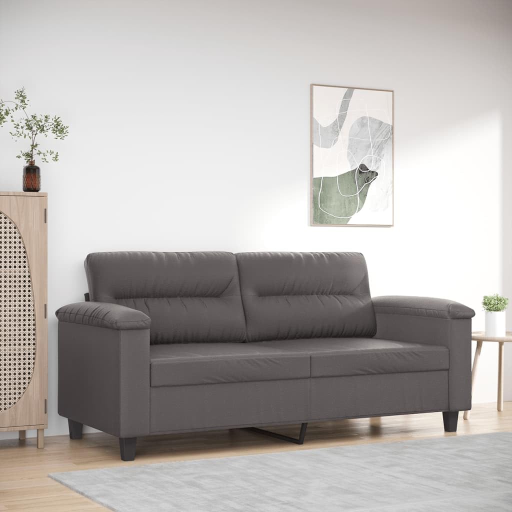 vidaXL Sofá de 2 Plazas, Sofá con Reposabrazos Respaldo, Sofá Biplaza Tapizado, Mueble Asiento para Salón Dormitorio, Cuero Sintético Gris