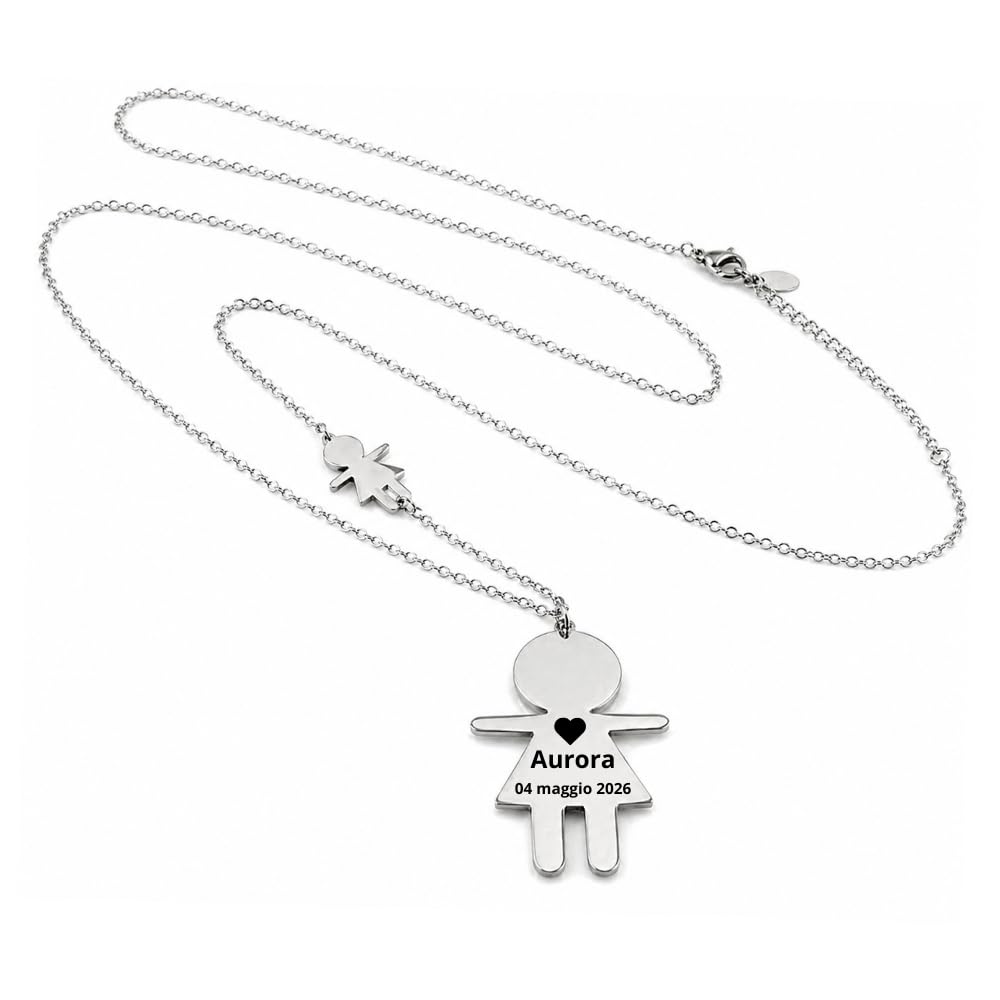 Collana Bambina Personalizzata con Incisione in Acciaio Inox – Ciondolo Bimba – Regalo Nascita Baby Shower Mamma – Gioiello Ricordo cll1500