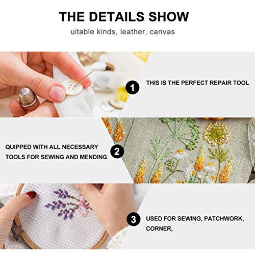 HEALLILY 28 Pcs Kit de Ferramentas de Artesanato de Couro Agulhas de Costura de Couro Encerado de Co