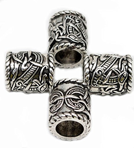 4pcs Large Norse Viking Dragons Rune Beads for Hair Beard for Paracord Bracelet Pendant Necklace DIY…