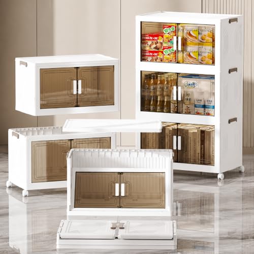 Image of YASONIC Plastic Wardrobe for Kids, Baby Cupboard for Storage, 12 Cubes Almirah, Cupboard for Clothes, Collapsible Wardrobe for Metal Utility Storage Cart with Wheels (WHITE-SJM32160-2)