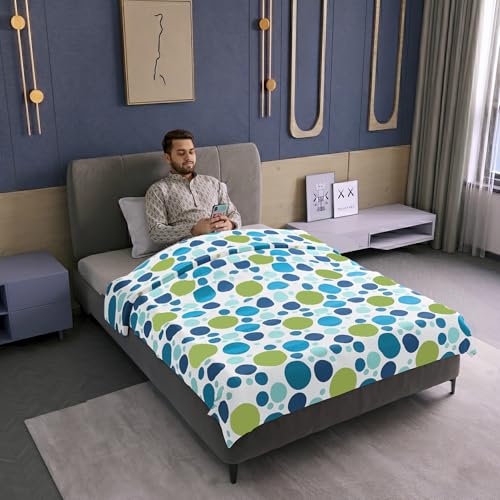 Image of Divine Casa 120 GSM Cotton Printed Soft Lightweight Winter Dohar,AC Blanket,for Single Bed Size (43 x 86 inches, Blue Grotta)| TC - 120