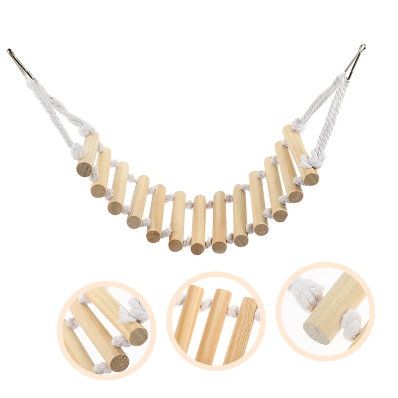 HAPINARY Hanging Reptile Ladder Wooden Climbing Toy Decorative Bridge Pet Accessory Natural Wood Material Safe for Chameleons Turtles Lizards