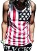 F.C.Men American Flag Print Wave Tank Top (Medium, Red)