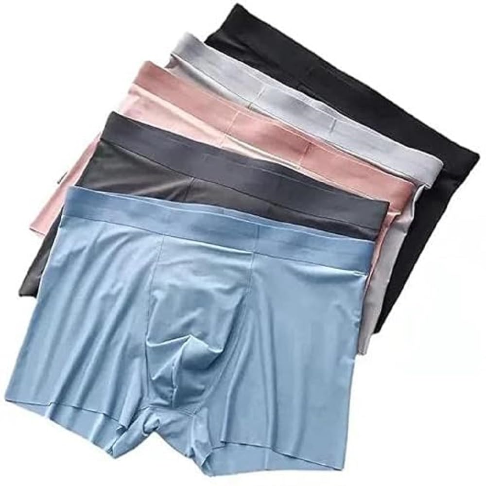 Men's Extra Thin Elastic Underwear Long Comfortable Ice Silk Breathable Comfort Brief Boxer Trunks Imported Material (L, 1)-picture-51