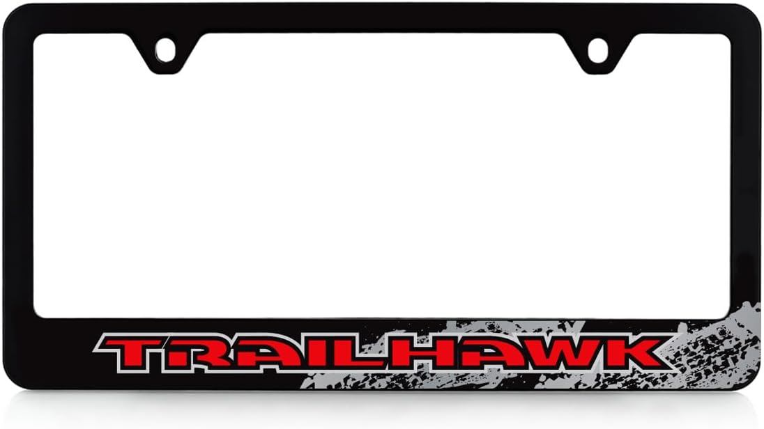 Jeep Trailhawk UV Printed Black Plastic License Plate Frame - Trailhawk Wordmark