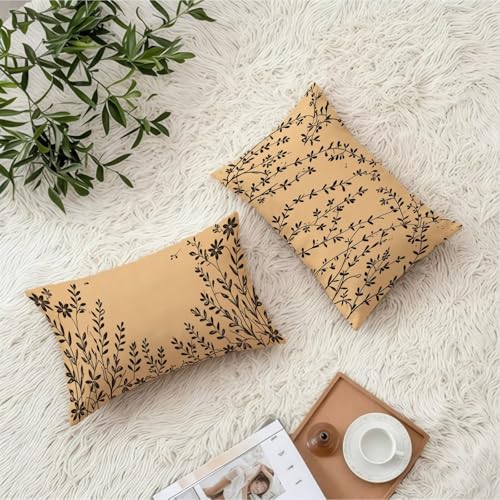 Housse coussin 50x80 imperméable en velours géométrique marron double face
