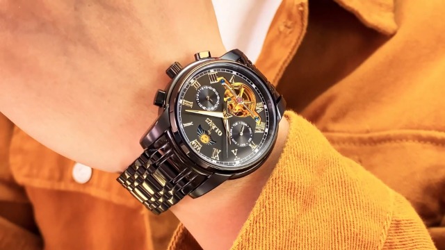 Amazon.com: OLEVS Men Watch Automatic Mechanical Skeleton Moon