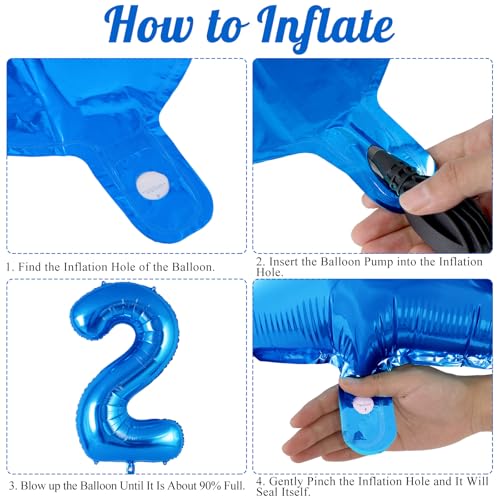 Image of 20 Pcs 16 Inch Blue Number 0-9 balloons, Number Foil Balloons, Small Mylar Numbers Balloon Custom Digital Balloons for Birthday Aniversary Baby Shower Party Decorations Supplies (Blue 2 Set)